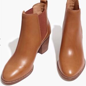 Madewell Tan Ankle Boots with Elastic Panels